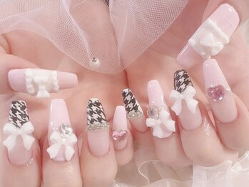 ミルキーウェイバイミーネイル 南堀江店(Milkyway by menail)/千鳥格子ネイル/量産型ネイル