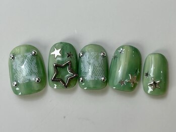 ネイルメゾン 天神店(NAIL MAISON)/星ホロシルバーレース¥9000