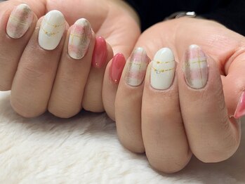 サロンドフォーエイチ(salon de 4H)/ブランケット風チェック★ネイル