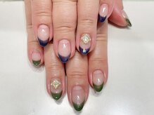 クォーターリゾートネイル(QUARTER RESORT nail)/くすみフレンチネイル☆