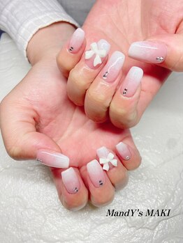 マンディーズ(MandY's)/ホワイト/リボン/オフィス