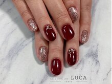 ネイルアトリエルカ(nail atelier LUCA)/W-351　ボルドービジューネイル