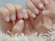 ルネネイル(Lune nail)/ワンカラー+リボン