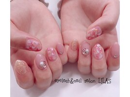 ピンクタイダイネイル