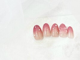 リボンパーツネイル/桜色ネイル