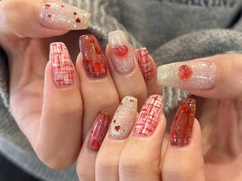 冬/クリスマス/ツイード/赤