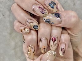 flower＆butterfly　nail