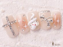 アイネイルズ 横浜WEST店(I-nails)/ハートスタッズスネーク13500円