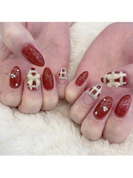 定額デザイン/赤ネイル