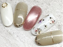 フラワー ゴールド パーツネイル