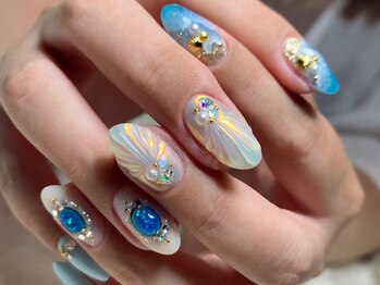 サロンドフォーエイチ(salon de 4H)/爽やかマーメイドネイル★