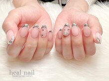 ヒールネイル(heal nail)/ガラスfrench×stone×蝶々～