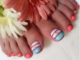 カラフル夏ボーダー☆ペディ