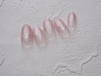 カトルナフ(quatre fois neuf)/キレイめピンクラメグラネイル