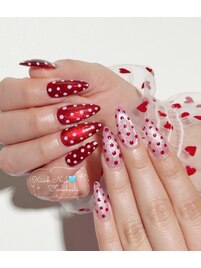 バレンタインドットアートネイル