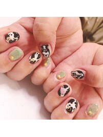牛柄ネイル☆
