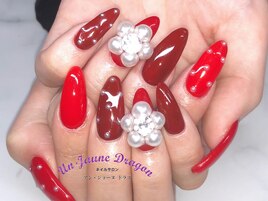 【ロングネイル】赤ネイル