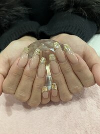 ガラスフレンチ綺麗めネイル