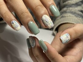凸凹チェック×ペールグリーン