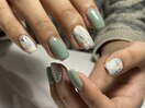 凸凹チェック×ペールグリーン