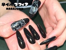 ネイルマフィア 原宿(NAIL MAFIA)/モノトーンでキャラネイル☆