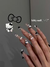 ポミーネイル 池袋店(pomynail)/モノクロキティちゃんネイル