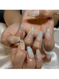 夏ネイル　シェルネイル