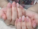ピンクニュアンス×ミラーネイル