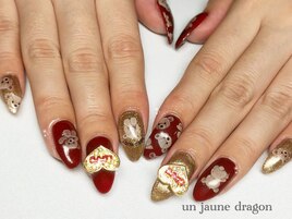 秋カラー☆くまネイル