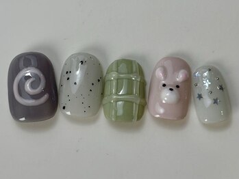 ネイルメゾン 天神店(NAIL MAISON)/うさぎくすみカラー星ホロ¥8000