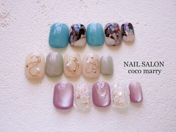 ネイルサロン ココマリー(coco marry)の写真/【美肌カラー300種類以上ご用意あり★】4月限定＊選べる上質デザイン3 種◎オフィスネイルにも♪