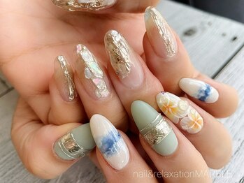 ネイルアンドリラクゼーション マーブル(MARBLE)/夏ネイル（持ち込み¥7700）
