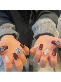 秋冬ネイル/ボルドーネイル桂