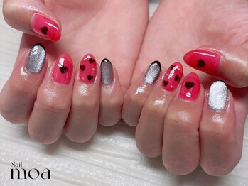 モア(moa)/赤 黒 ネイル ハート