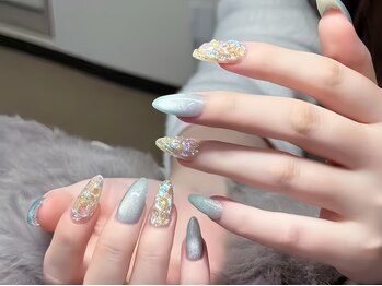 マグネットネイル + 4本埋尽くし