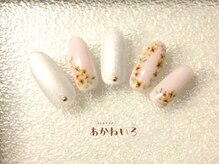 ネイルサロン あかねいろ/ミモザ押し花ネイル　春色