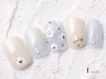 アイネイルズ 横浜WEST店(I-nails)/春色クリア感お花ネイル8480円