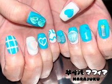 ネイルマフィア 原宿(NAIL MAFIA)/ホワイト×ターコイズ