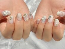 ヒールネイル(heal nail)/white×nuance×ぷくぷくflowerw
