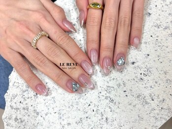 ルレーブ(LE REVE)/ガラスフレンチ×大きめパーツ