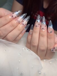 先端クリアドットネイル