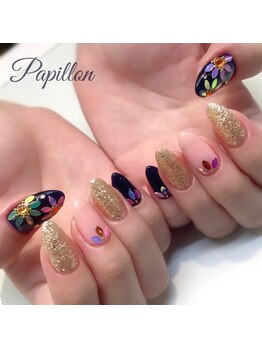 ネイルサロン パピヨン(Nail Salon Papillon)/キラキラ☆フラワーネイル