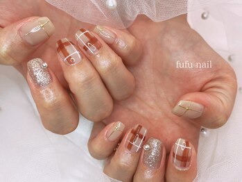 フフネイル(fufu nail)/秋色テェックネイル