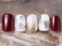 アイネイルズ 吉祥寺店(I nails)/ボルドーネイルホワイトもやもや