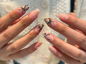 シェリーラメール 原宿店(cherie la mer)/チェックリボンネイル