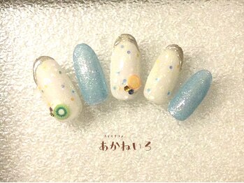 ネイルサロン あかねいろ/夏色 ソーダ色 つぶつぶアート