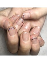 ヘアーアンドネイル ルシア(Hair&Nail Lucia)/スキニーフレンチ押し花ネイル
