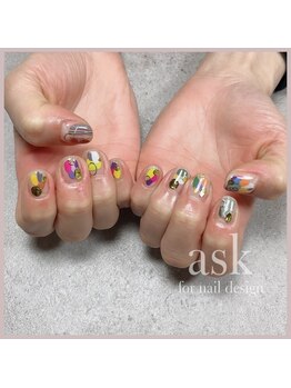 ベルカドゥー(Belle' cadeau)/クリアベースにネイルステッカー