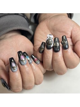 ブルー(Blue)/マットネイル/キャラクター