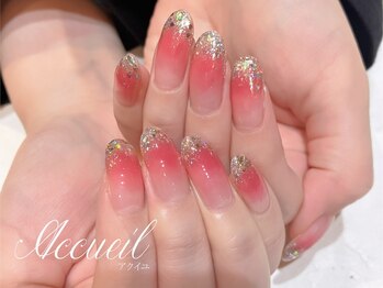 アクイユ 銀座店(ACCUEIL)/チーク×グリッターネイル☆